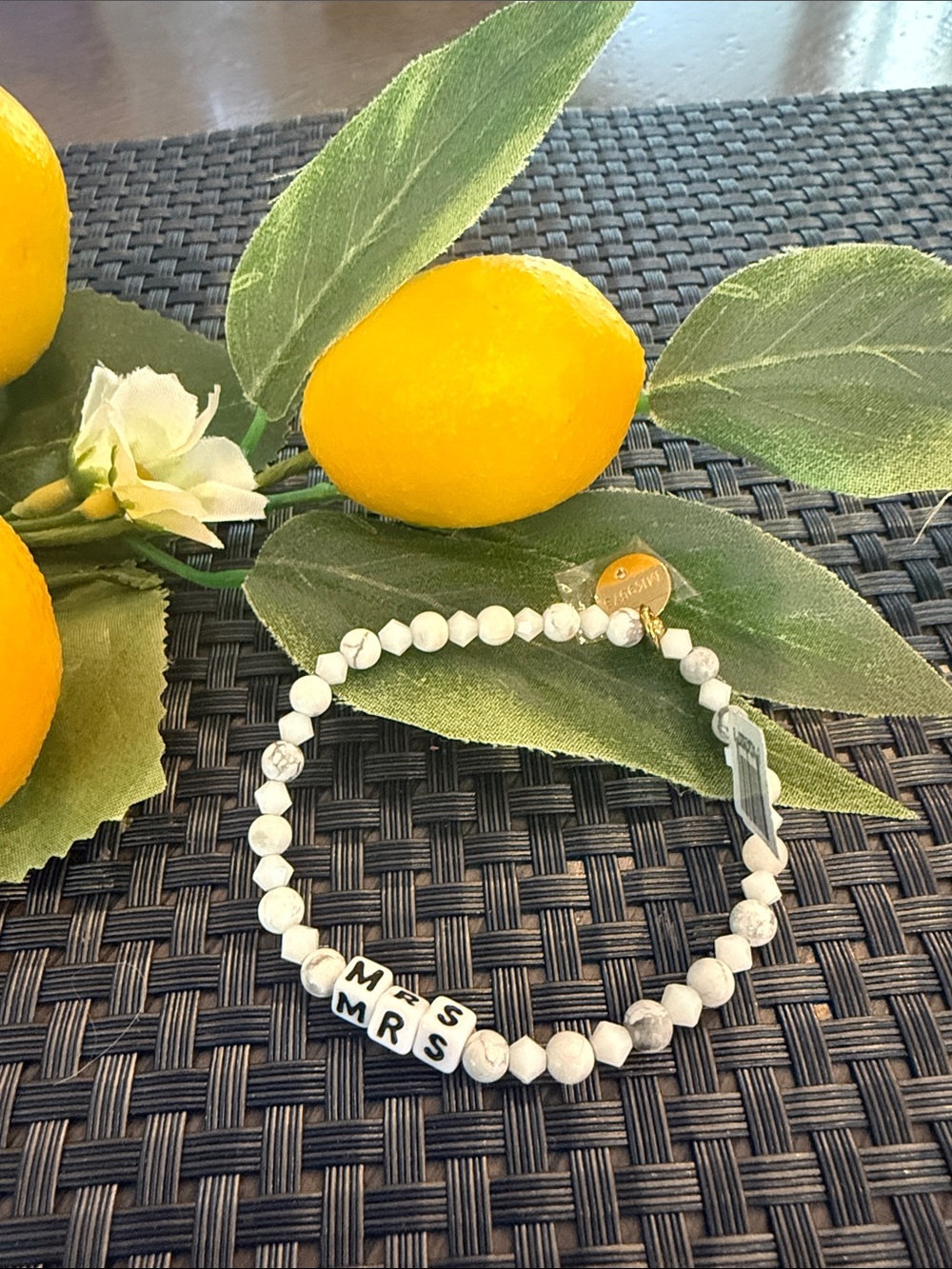 White Beaded "MRS" Bracelet by Unbranded